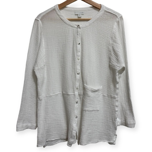 J. Jill Tops - J. Jill PureJill 100% Cotton Gauze Button Front Long Sleeve Top
